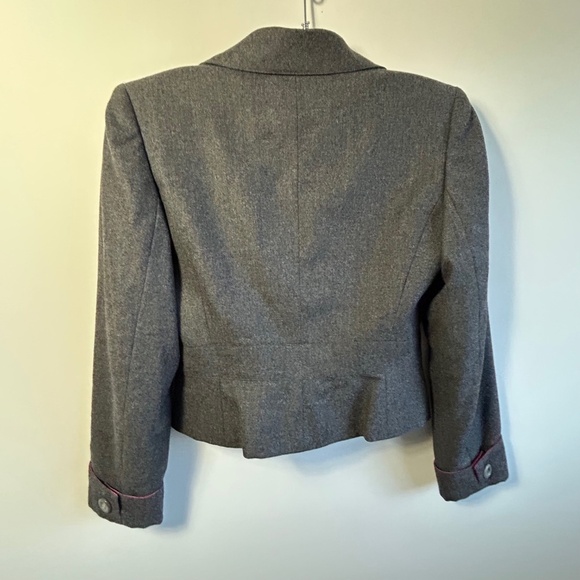 Vintage Valentino Crop Blazer, charcoal, wool, Size 10 - Picture 6 of 12